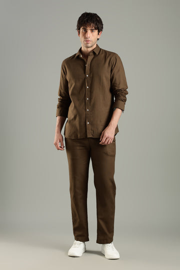 Prime Linen Top & Bottom Set Brown