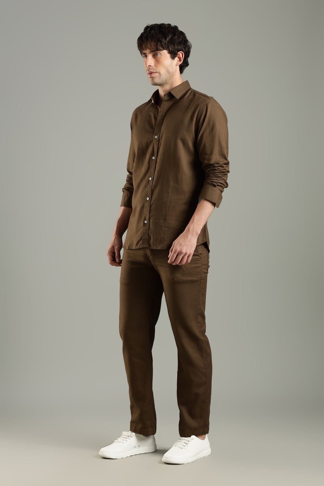 Prime Linen Top & Bottom Set Brown