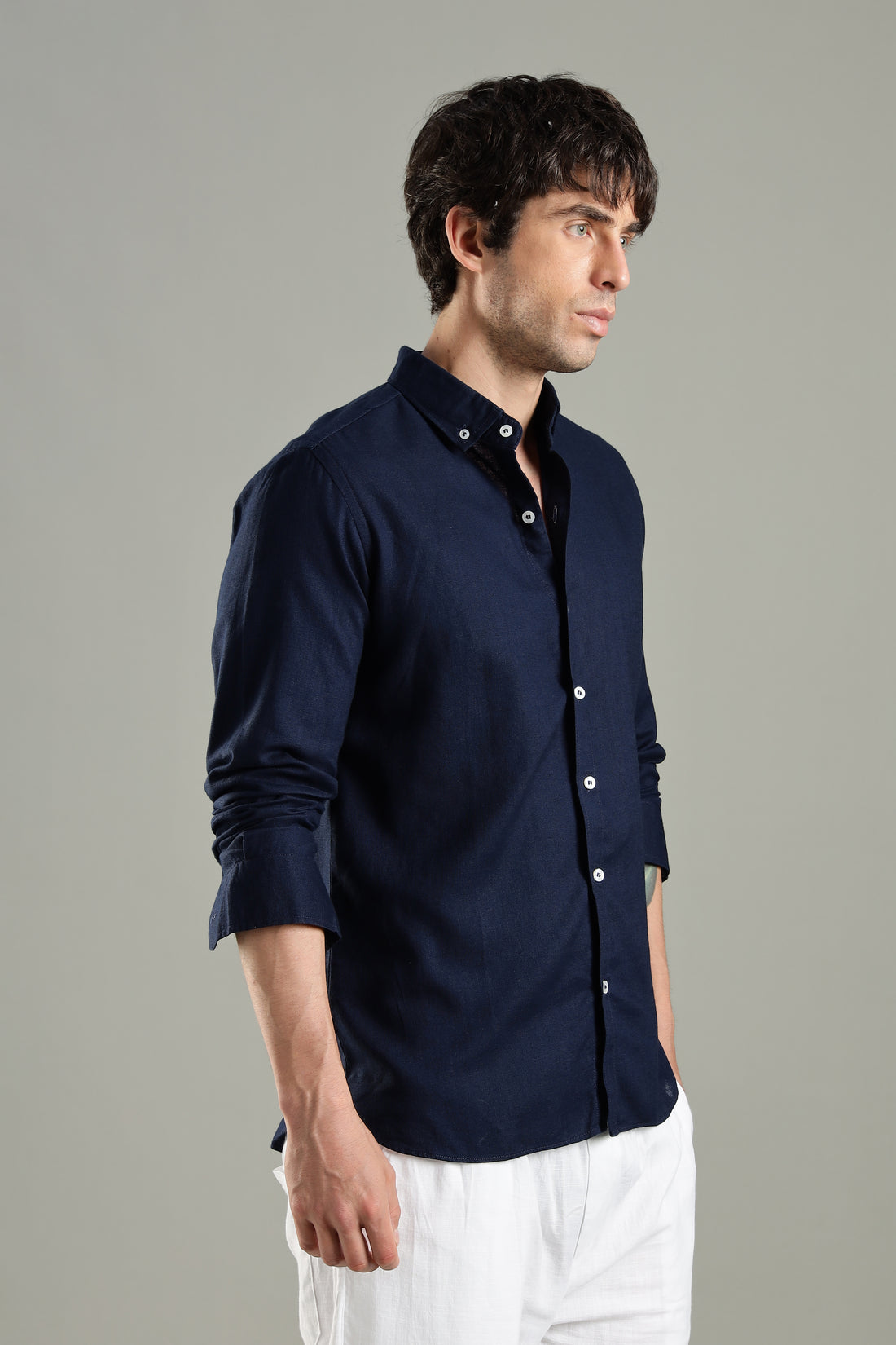 Prime Linen Top & Bottom Set Blue & White
