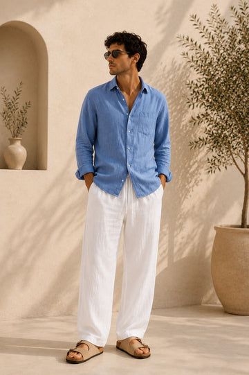 Mediterranean Linen Top & Bottom Set