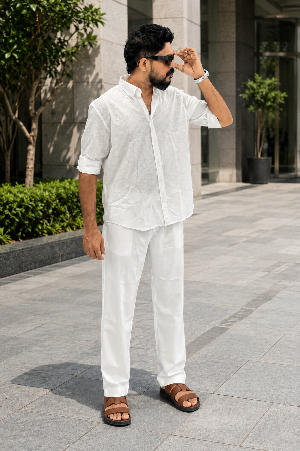The Linen Essential Linen Top & Bottom Set