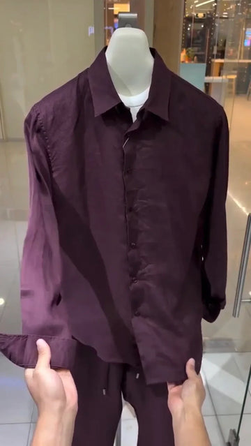 Signature Linen Top & Bottom Set - Wine
